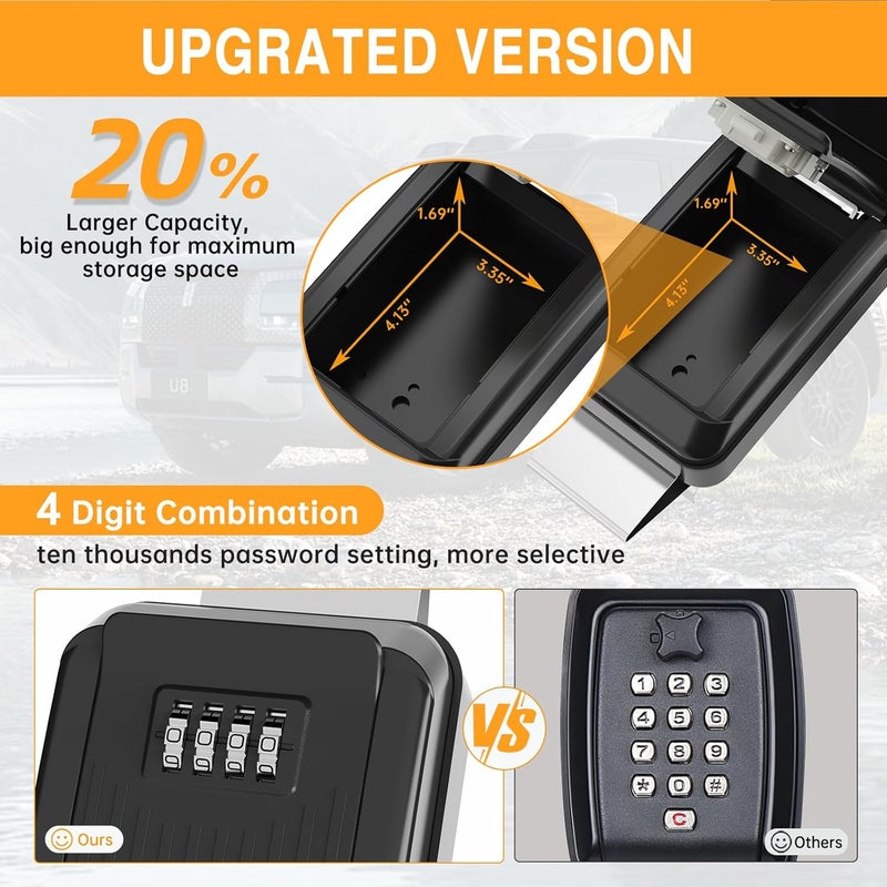 Lifronkit Car Window Lock Box for Turo, Car Key Lock Box, 4-Digit Combination Lockbox, Larger Capacity Security Key Hiders for Ride Share, Turo, GetAround(New Verison) - Image 3